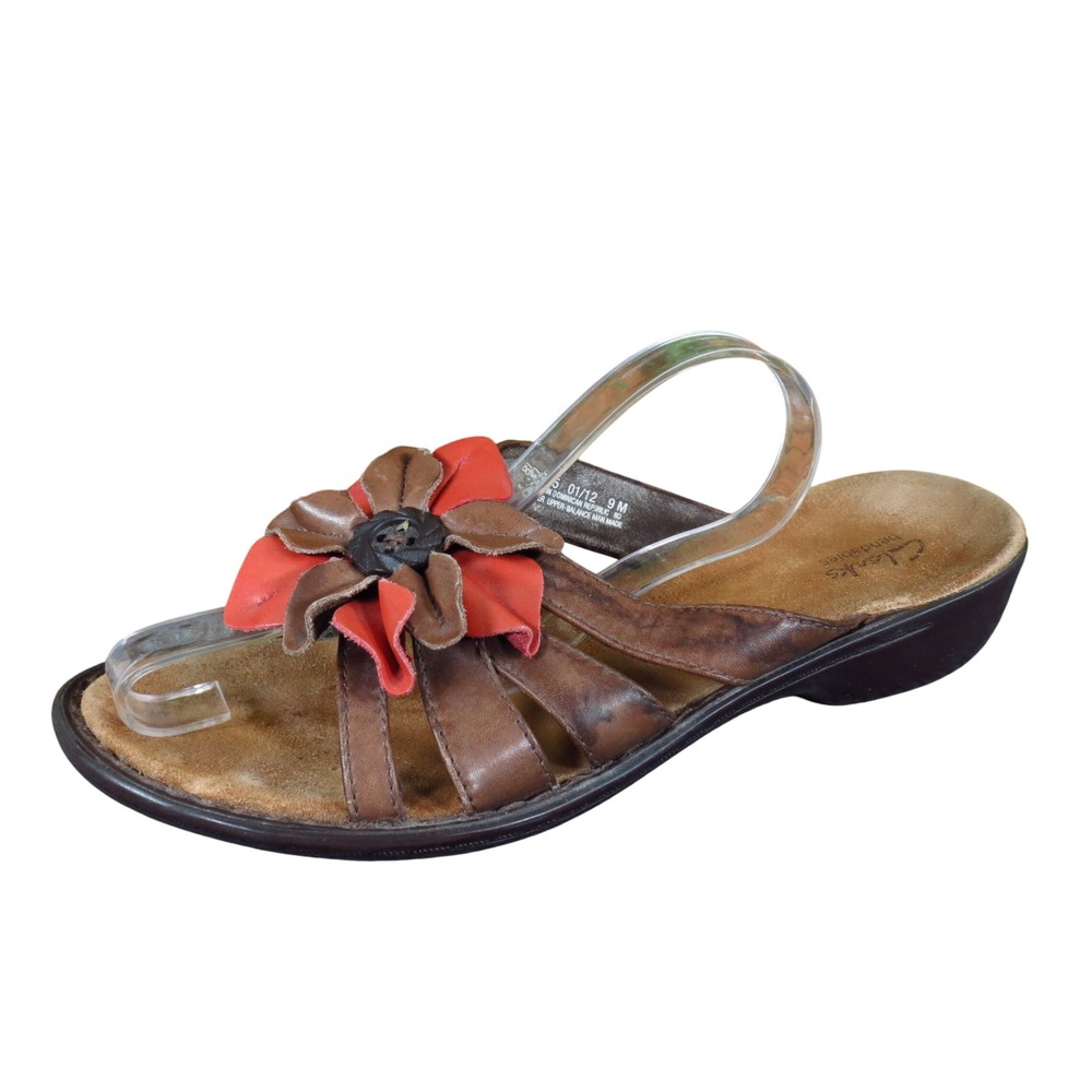 Clarks Bendables Lexi Opal Womens Slide Sandals Size 9 Walking Brown Leather‎